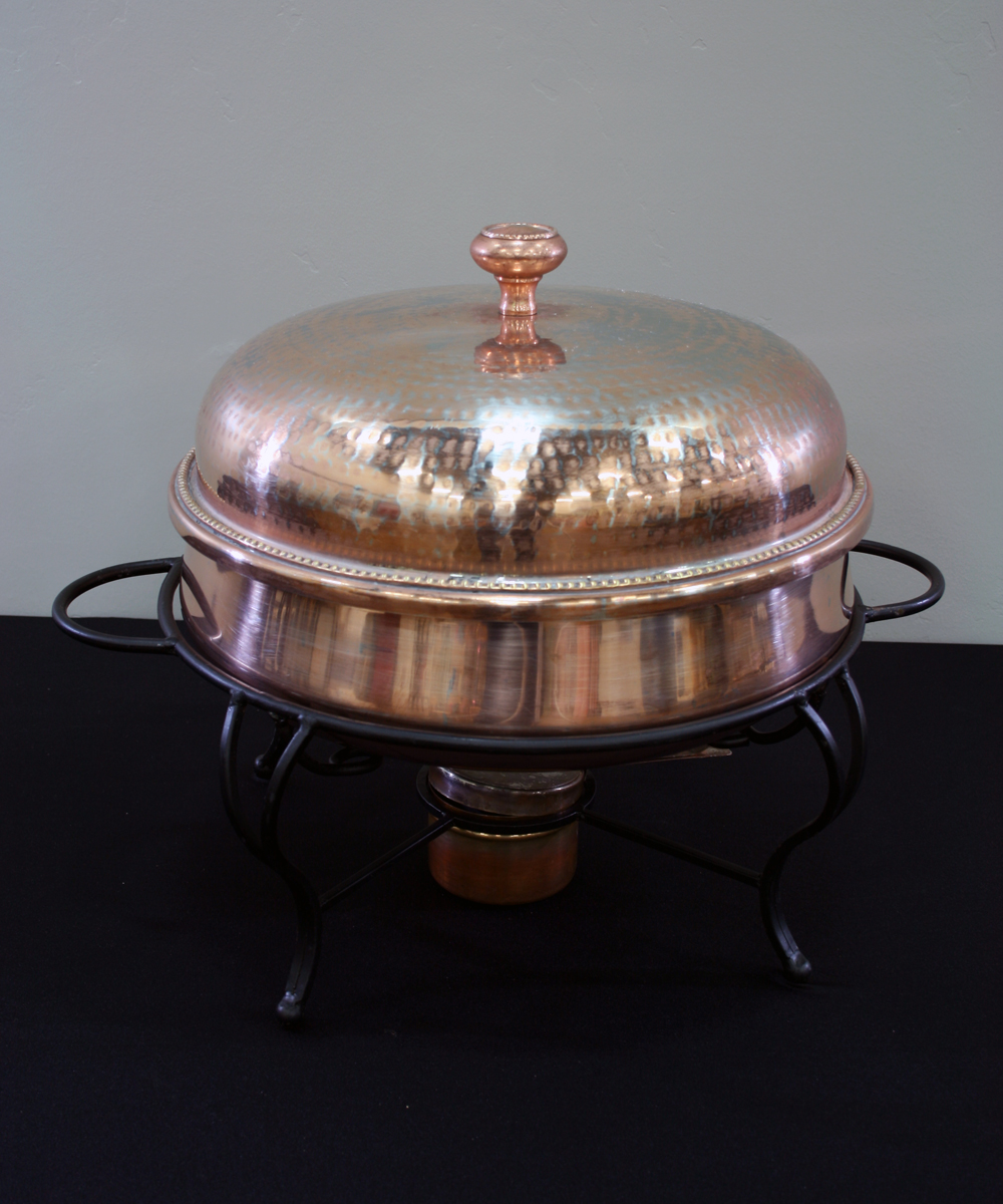 Chafing Dish, Hammer Copper Round